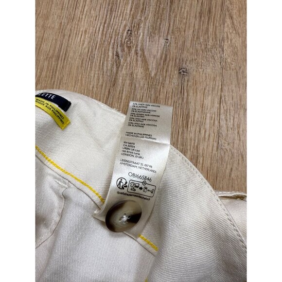 Maeve By Anthropologie The Colette White Wide Leg Linen Blend Pants 30 - Picture 4 of 9